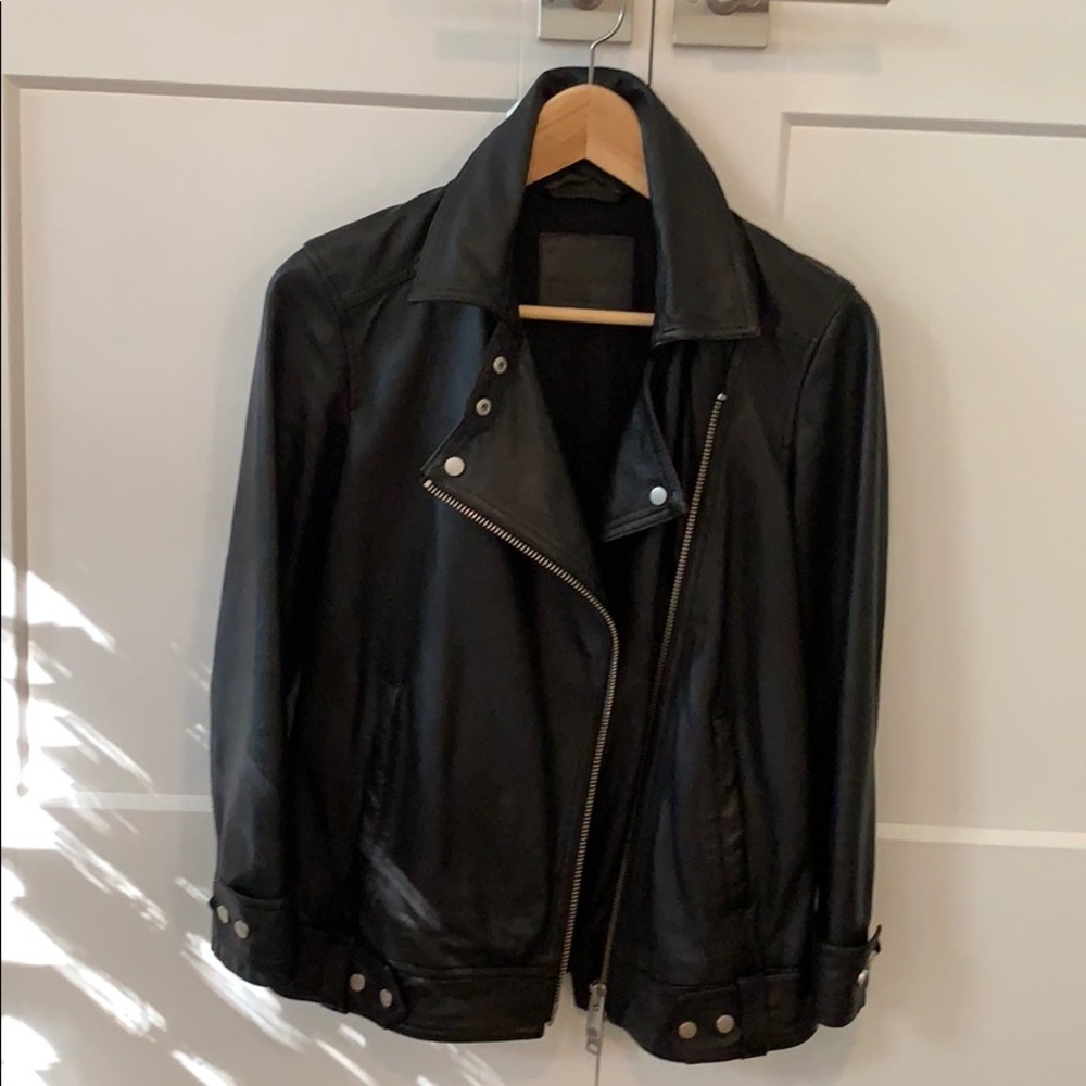 AllSaints oversized biker leather jacket